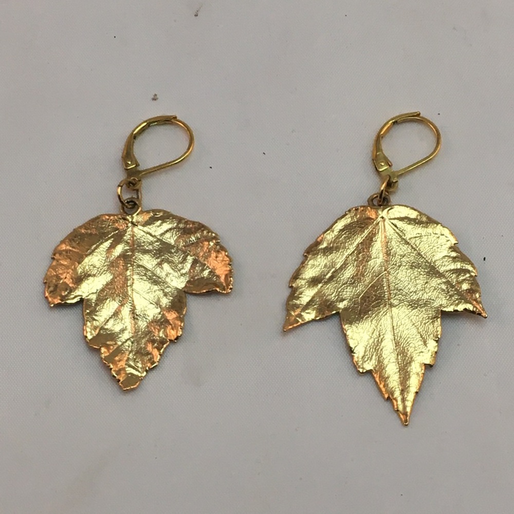 Gold-tone Leaves Drop Earrings